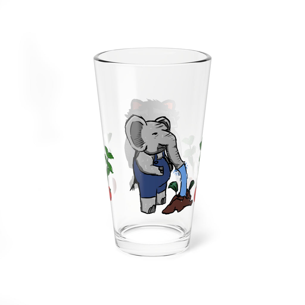 Farmer Raccoon & Elephant 16oz glass