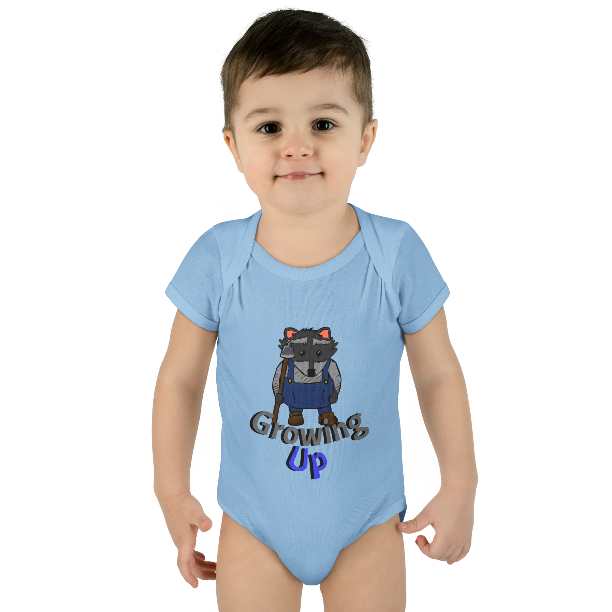 Raccoon Cartoon 'Growing Up' Infant Bodysuit | Baby Onesie
