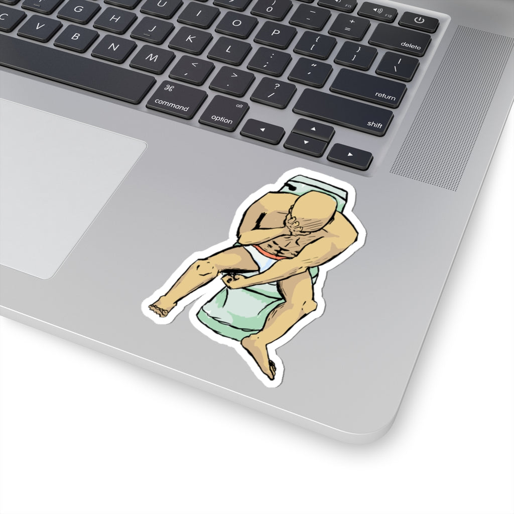 Man on Toilet Kiss-Cut Stickers | Funny Bathroom Illustration, Vinyl Decal