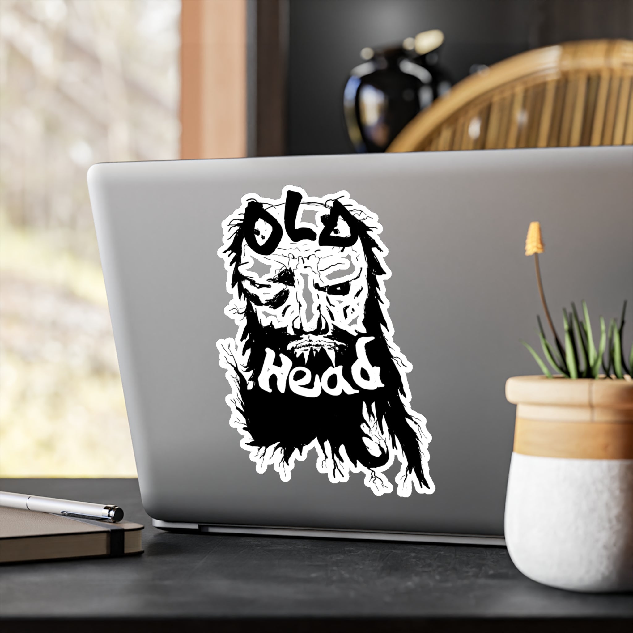 Old Head bearded face Kiss-Cut Vinyl Decal