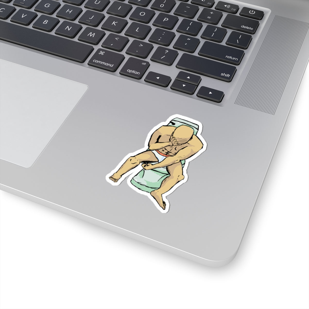 Man on Toilet Kiss-Cut Stickers | Funny Bathroom Illustration, Vinyl Decal