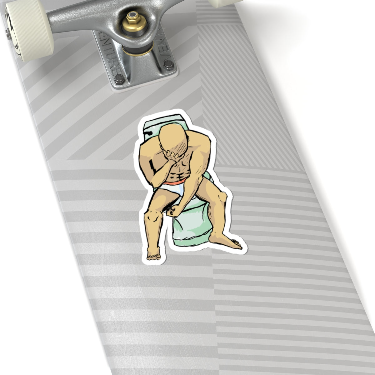 Man on Toilet Kiss-Cut Stickers | Funny Bathroom Illustration, Vinyl Decal