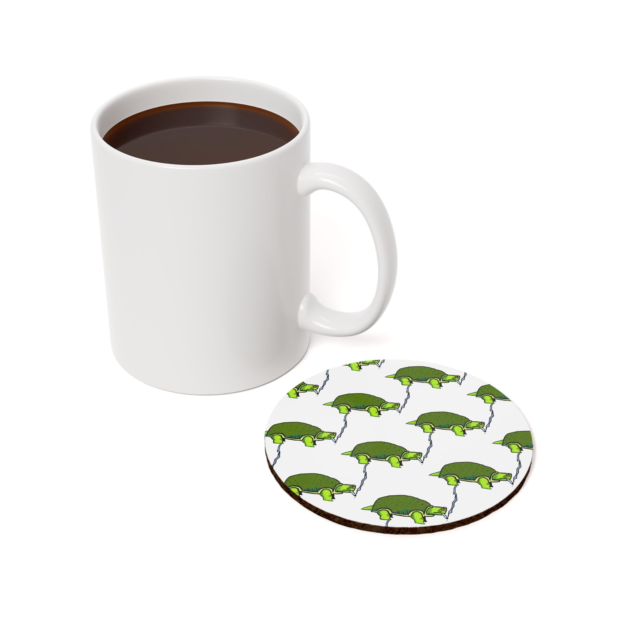 Smoking Turtle Pattern Cork Back Coaster