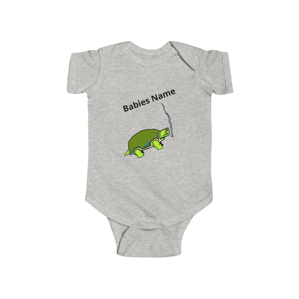 Smoking Turtle Infant Bodysuit | Personalized Baby Name Bodysuit