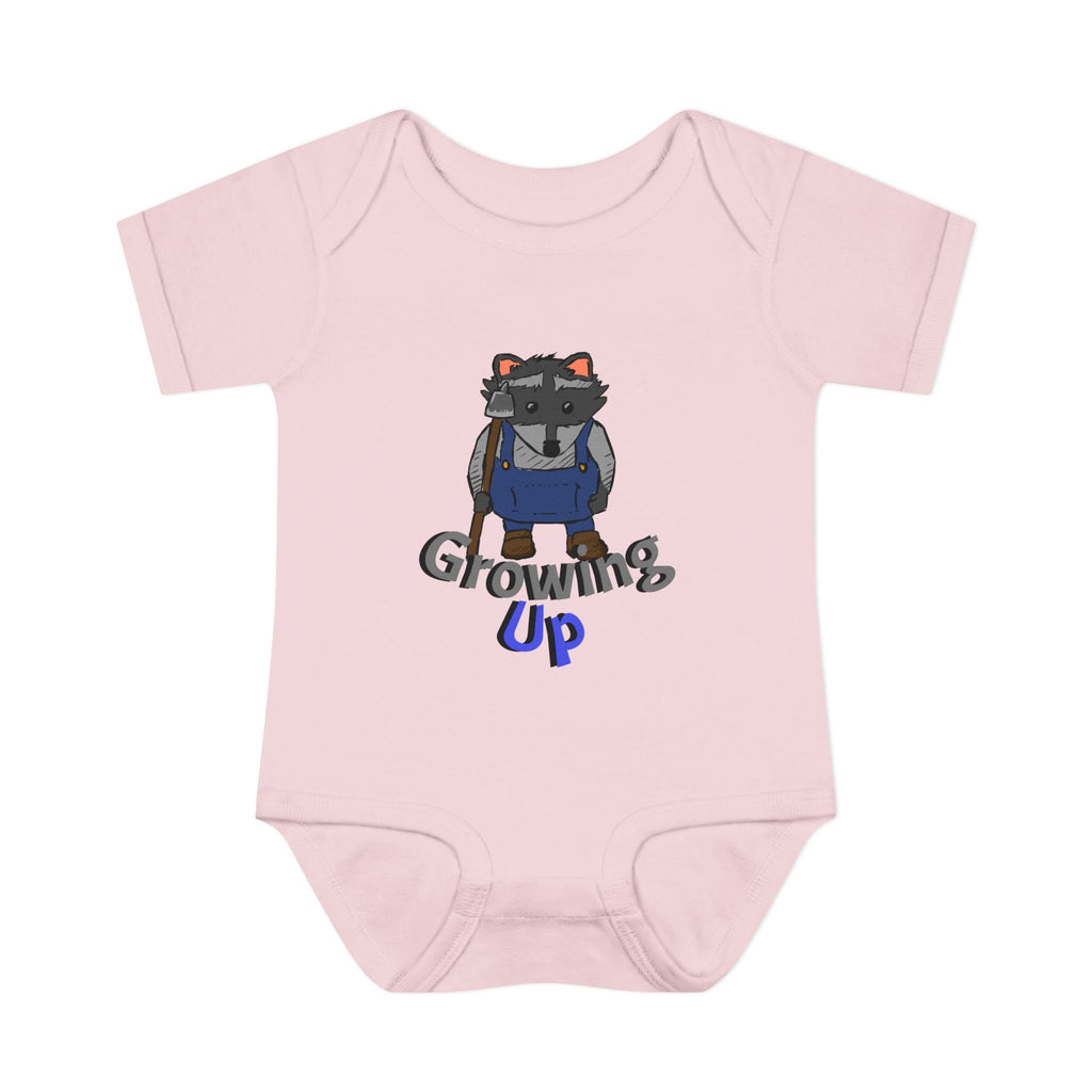 Raccoon Cartoon 'Growing Up' Infant Bodysuit | Baby Onesie