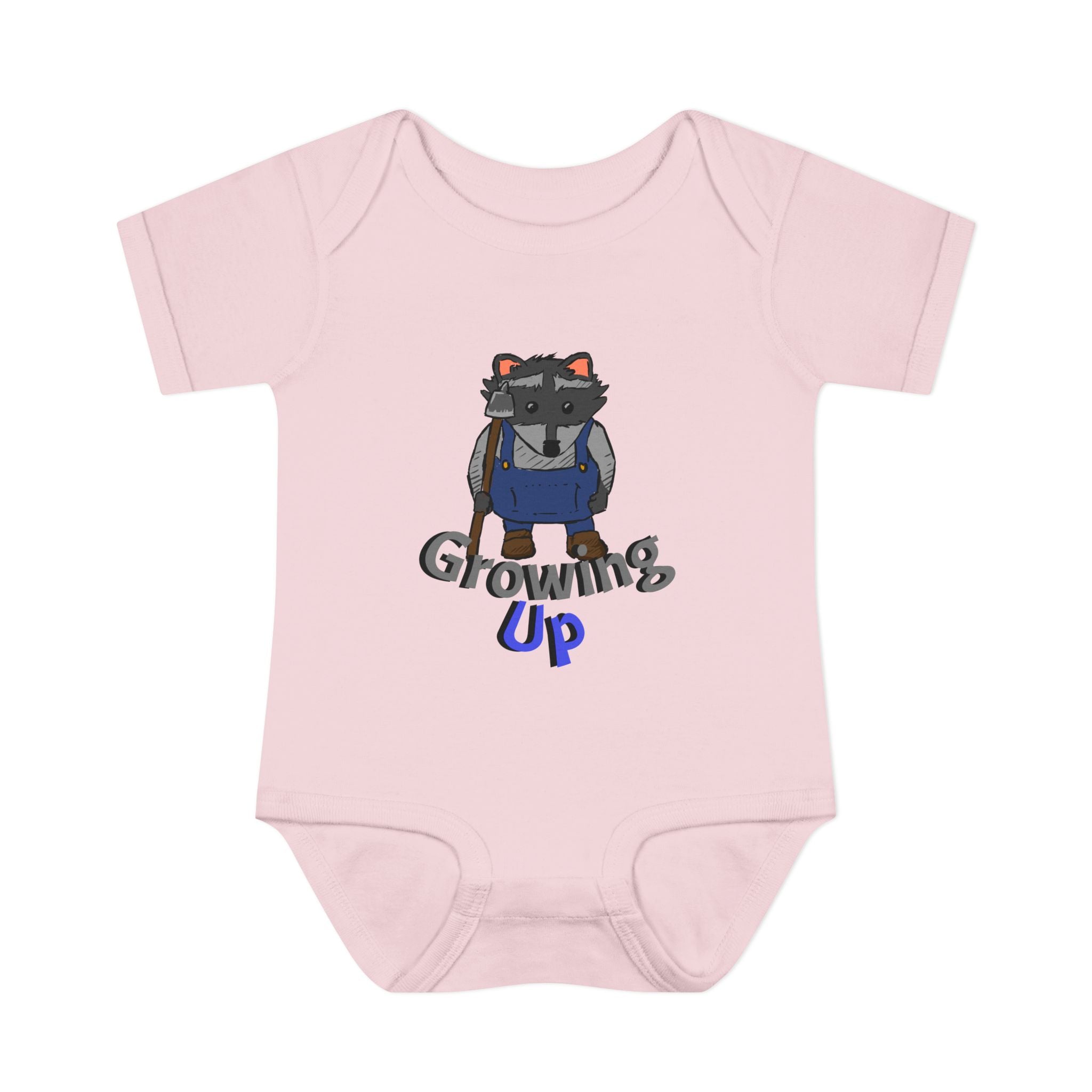 Raccoon Cartoon 'Growing Up' Infant Bodysuit | Baby Onesie