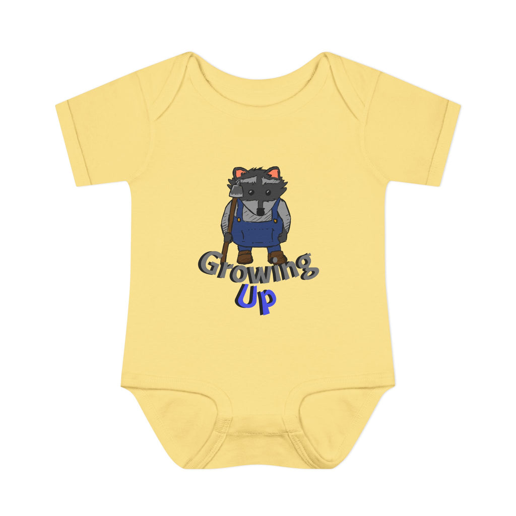 Raccoon Cartoon 'Growing Up' Infant Bodysuit | Baby Onesie