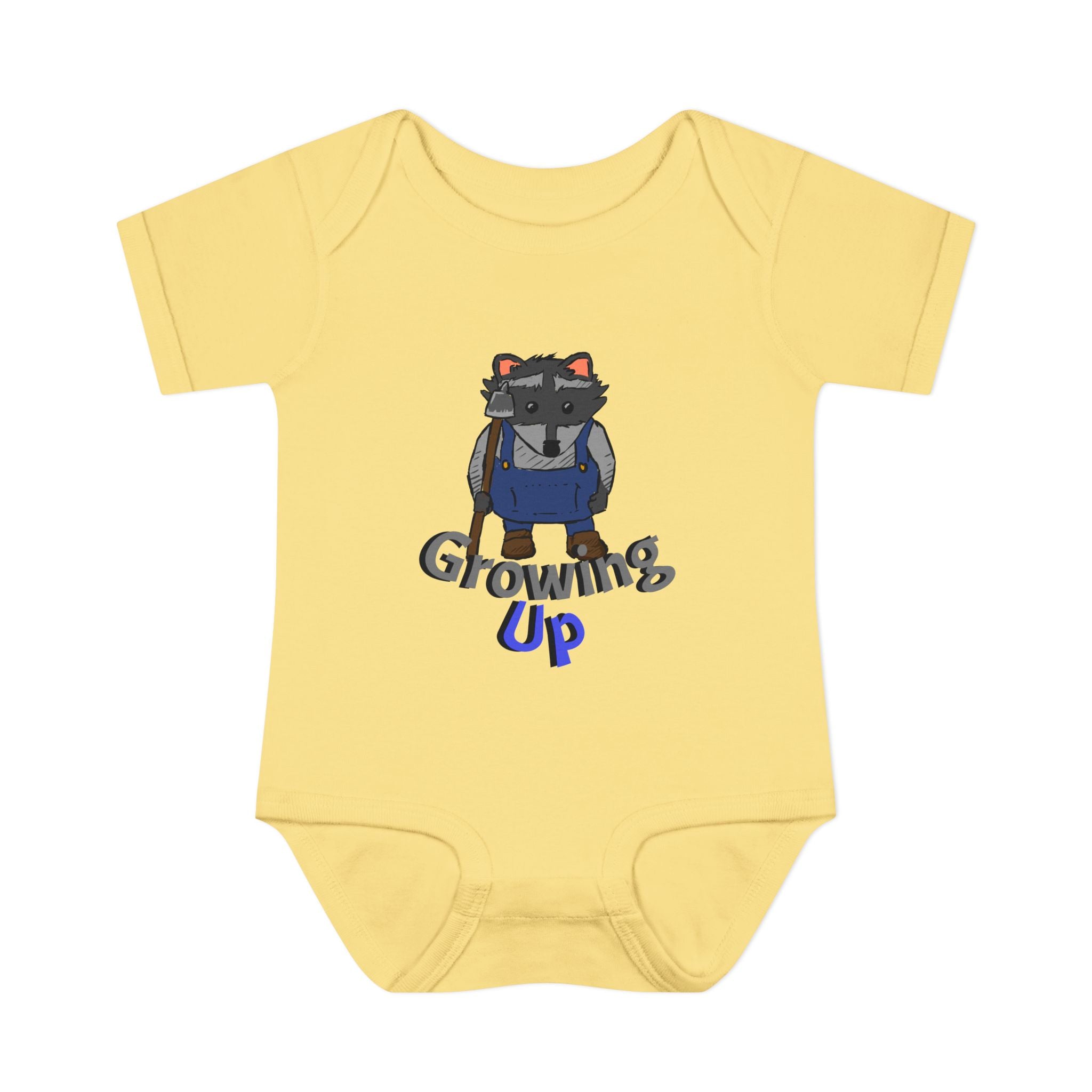 Raccoon Cartoon 'Growing Up' Infant Bodysuit | Baby Onesie