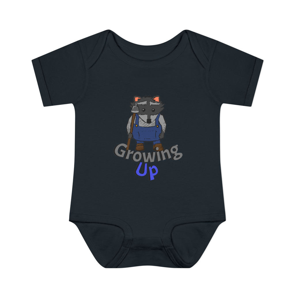 Raccoon Cartoon 'Growing Up' Infant Bodysuit | Baby Onesie