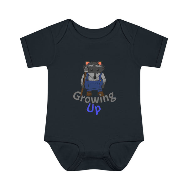 Raccoon Cartoon 'Growing Up' Infant Bodysuit | Baby Onesie