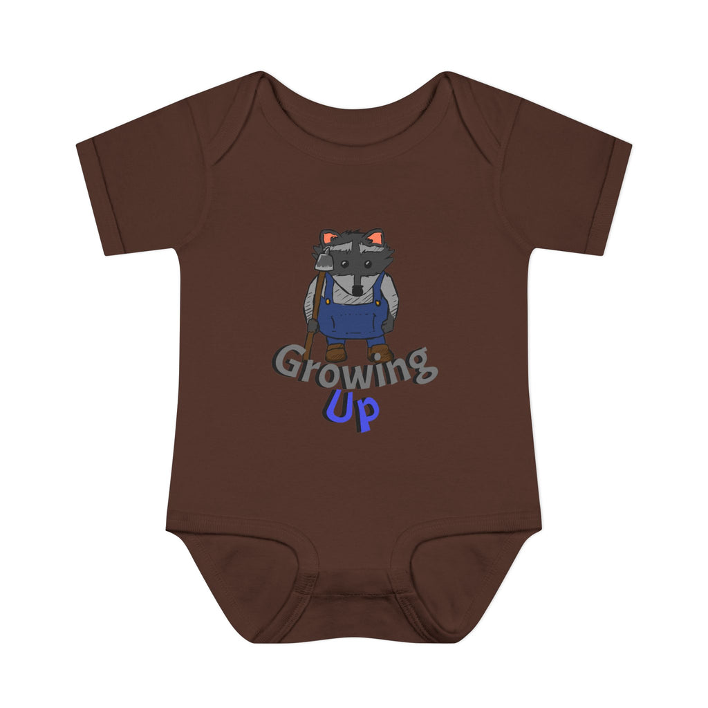 Raccoon Cartoon 'Growing Up' Infant Bodysuit | Baby Onesie