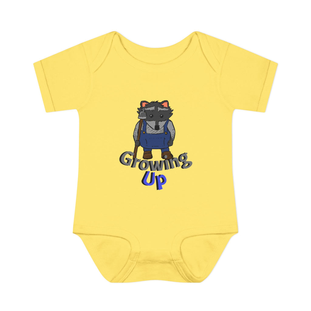 Raccoon Cartoon 'Growing Up' Infant Bodysuit | Baby Onesie