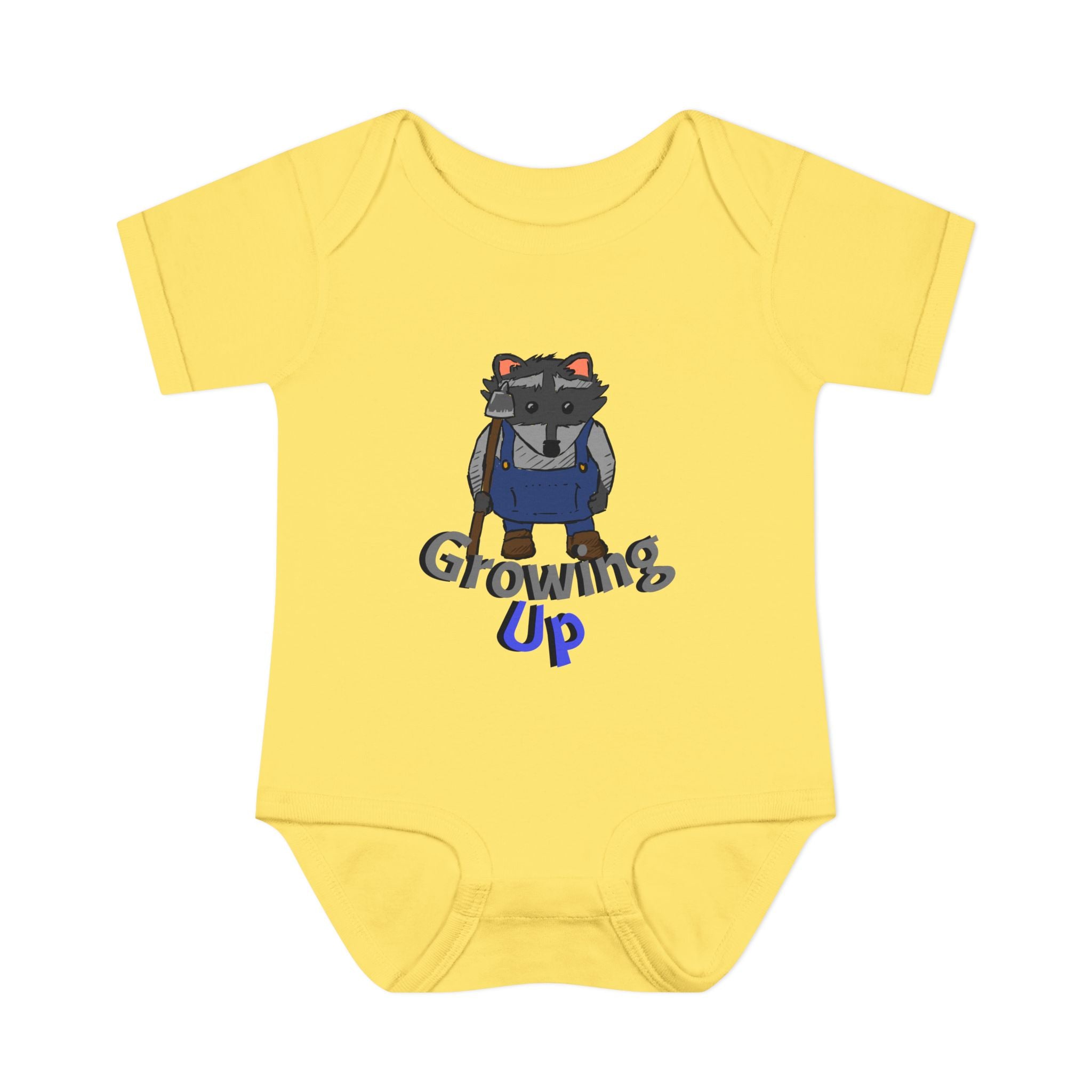Raccoon Cartoon 'Growing Up' Infant Bodysuit | Baby Onesie