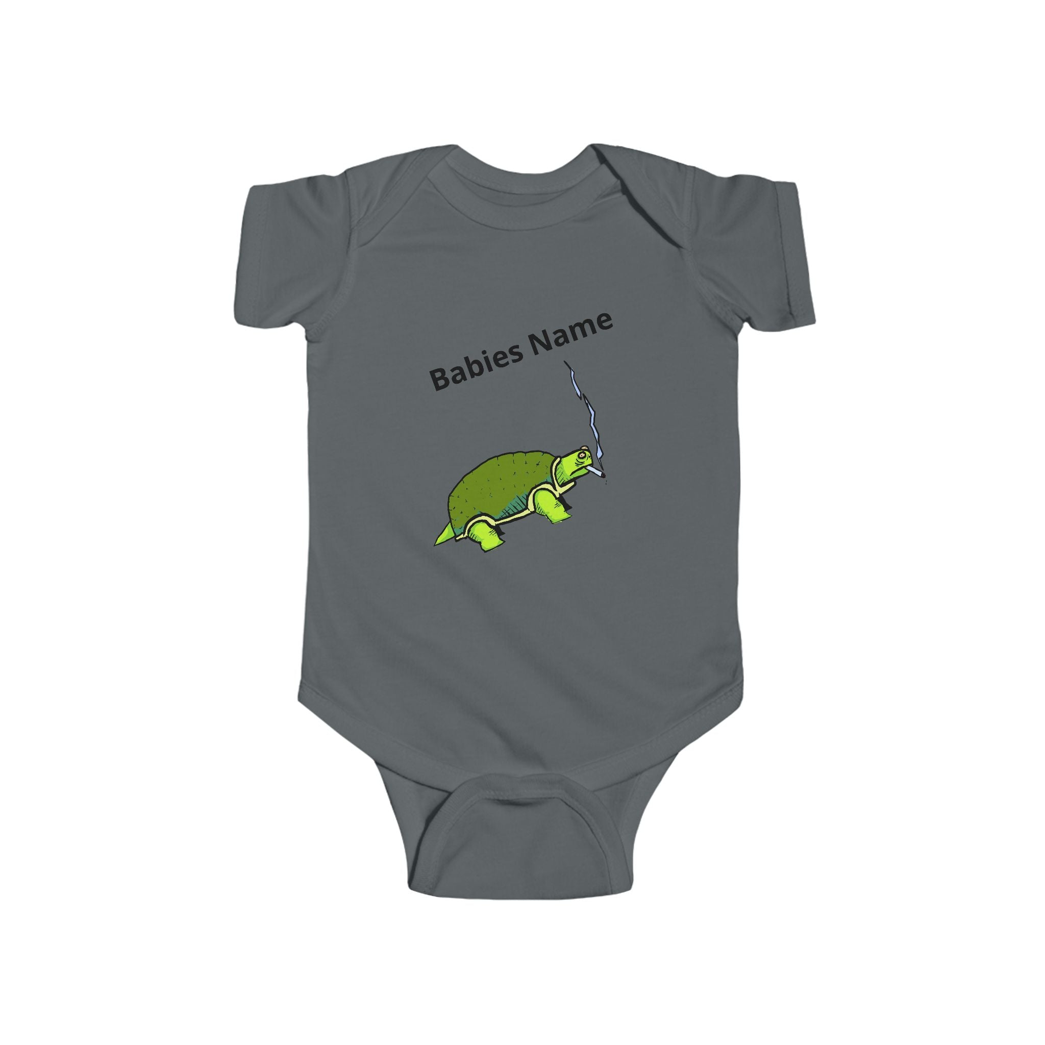 Smoking Turtle Infant Bodysuit | Personalized Baby Name Bodysuit