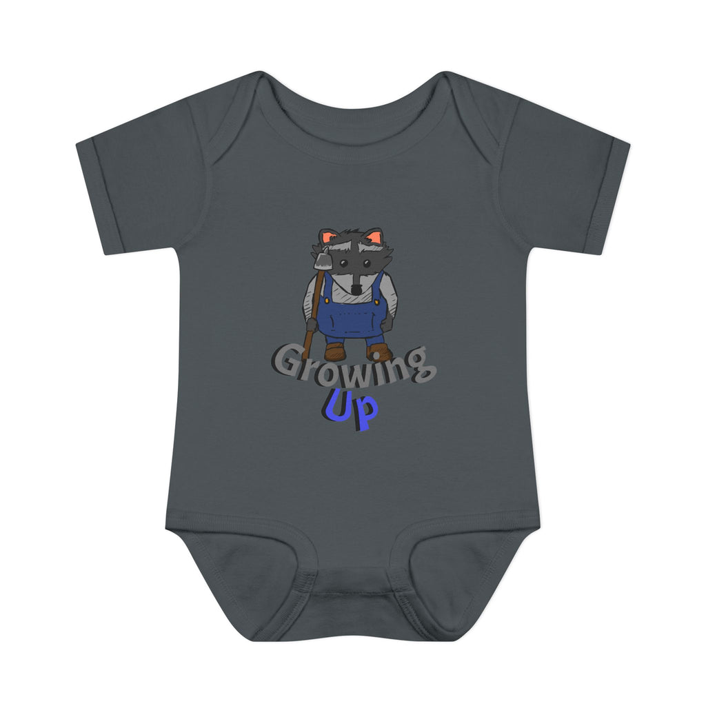 Raccoon Cartoon 'Growing Up' Infant Bodysuit | Baby Onesie