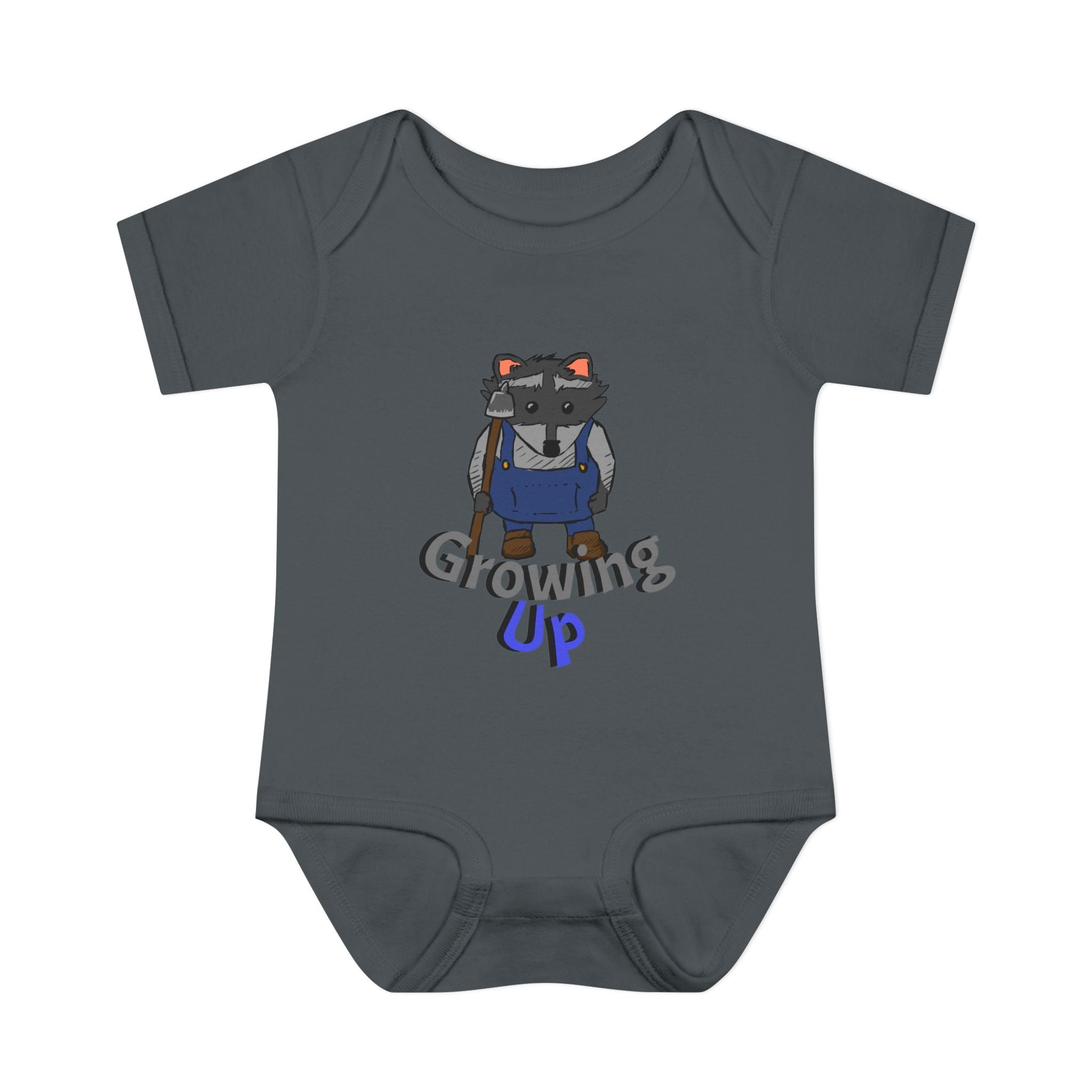Raccoon Cartoon 'Growing Up' Infant Bodysuit | Baby Onesie