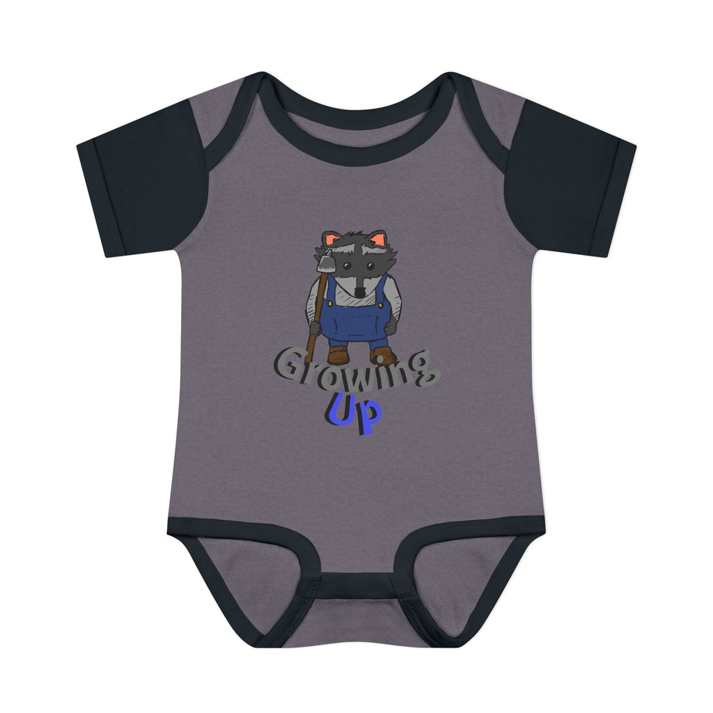 Raccoon Cartoon 'Growing Up' Infant Bodysuit | Baby Onesie