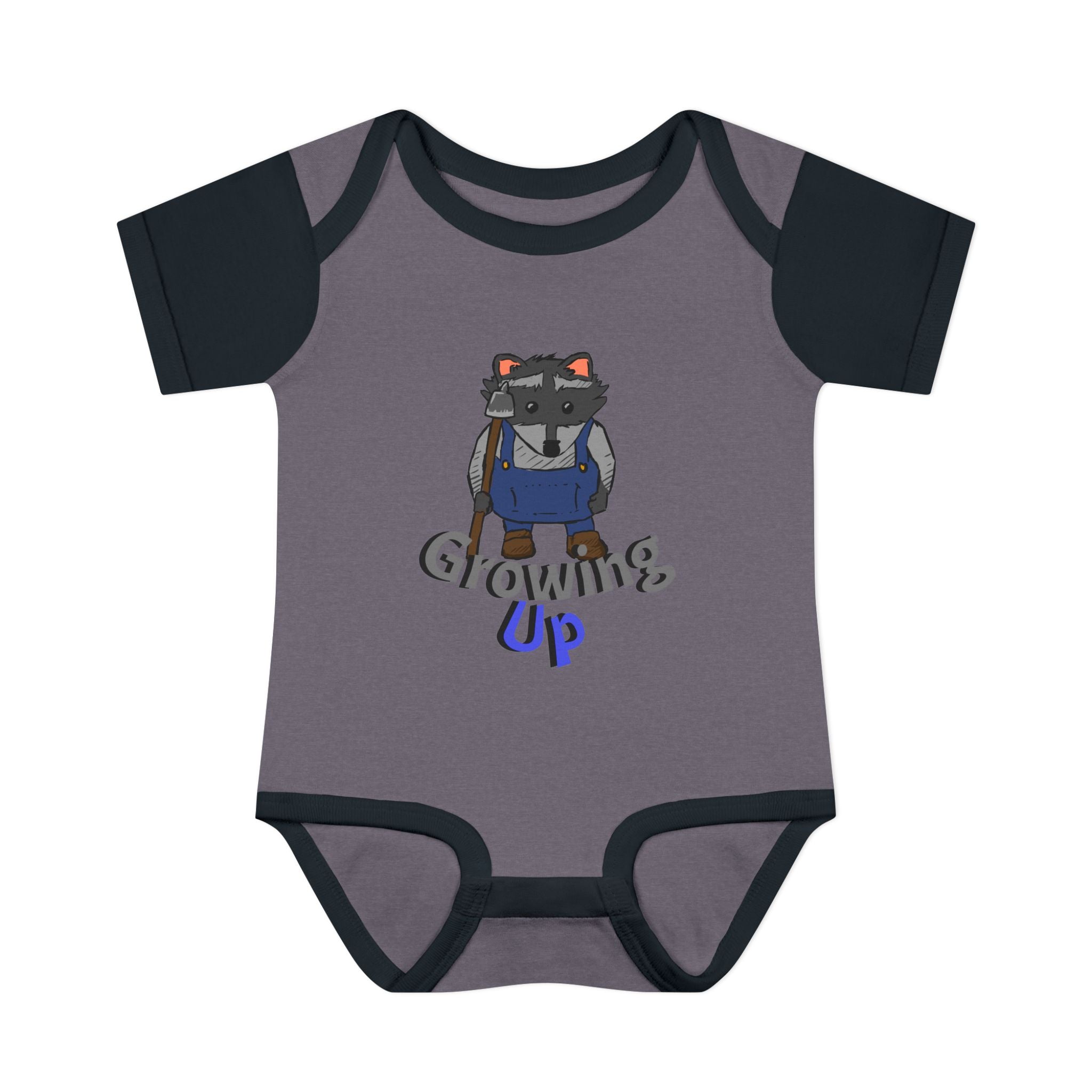 Raccoon Cartoon 'Growing Up' Infant Bodysuit | Baby Onesie
