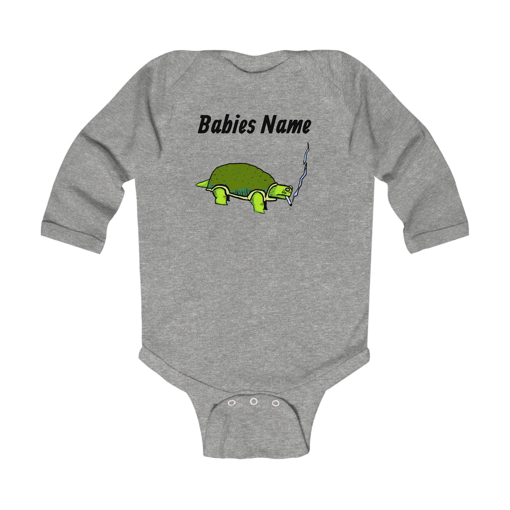 Turtle Illustration Infant Bodysuit | Custom Name Long Sleeve