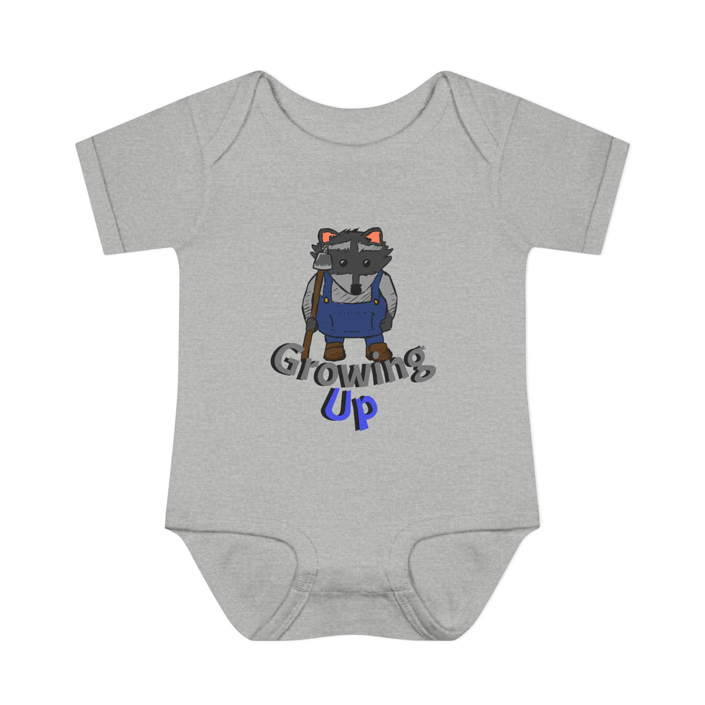 Raccoon Cartoon 'Growing Up' Infant Bodysuit | Baby Onesie