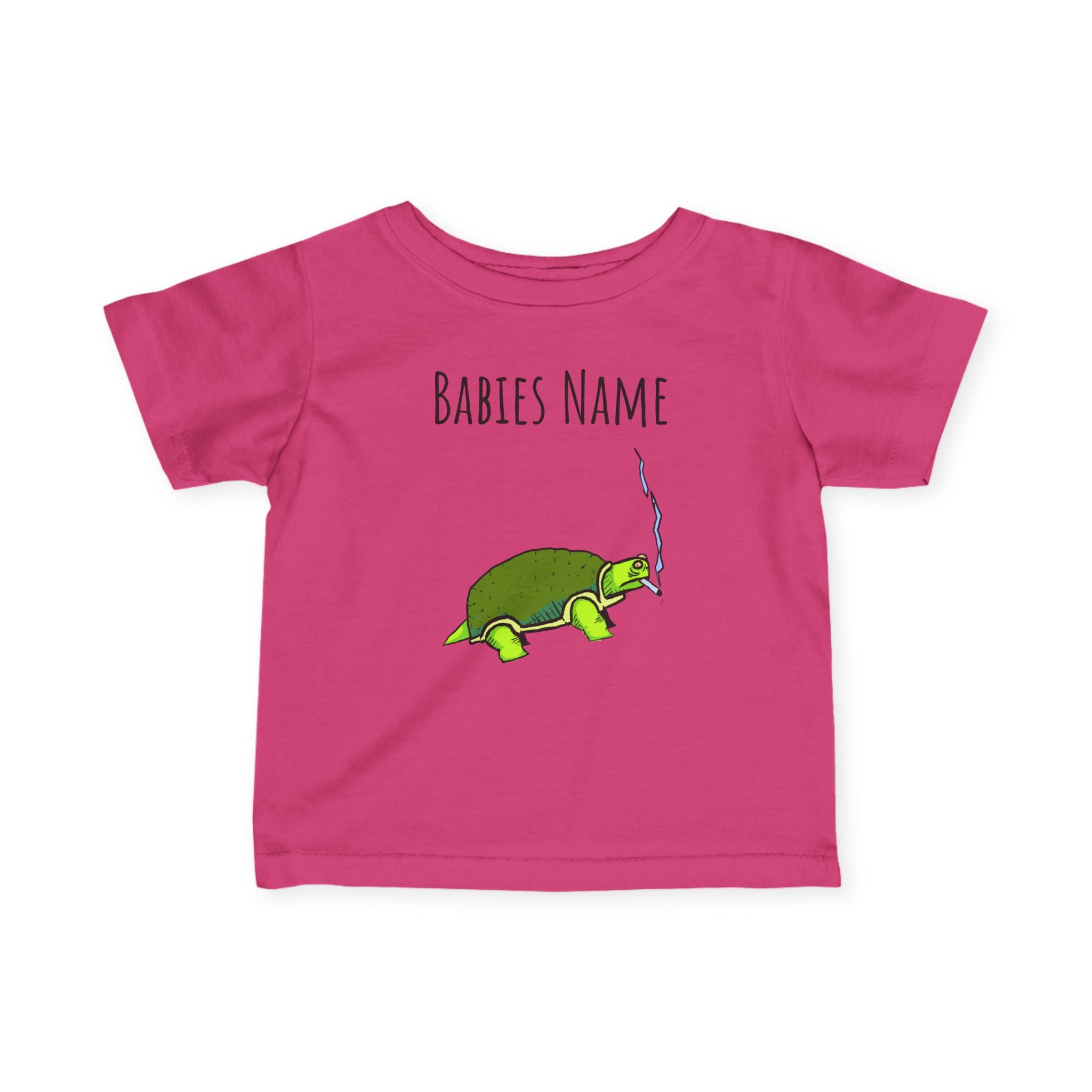 Smoking Turtle Infant Tee | Personalized Baby Name Shirt, Cute Reptile Design