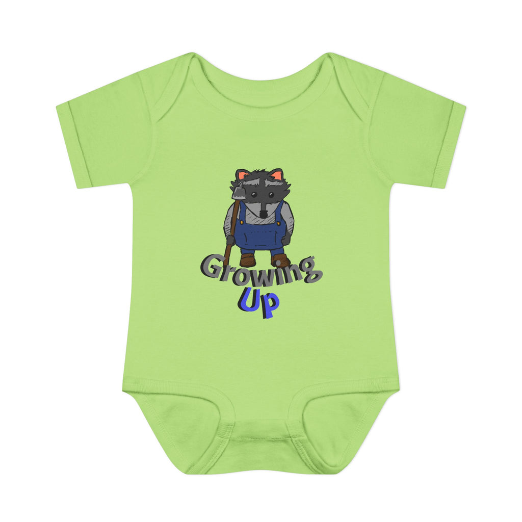 Raccoon Cartoon 'Growing Up' Infant Bodysuit | Baby Onesie