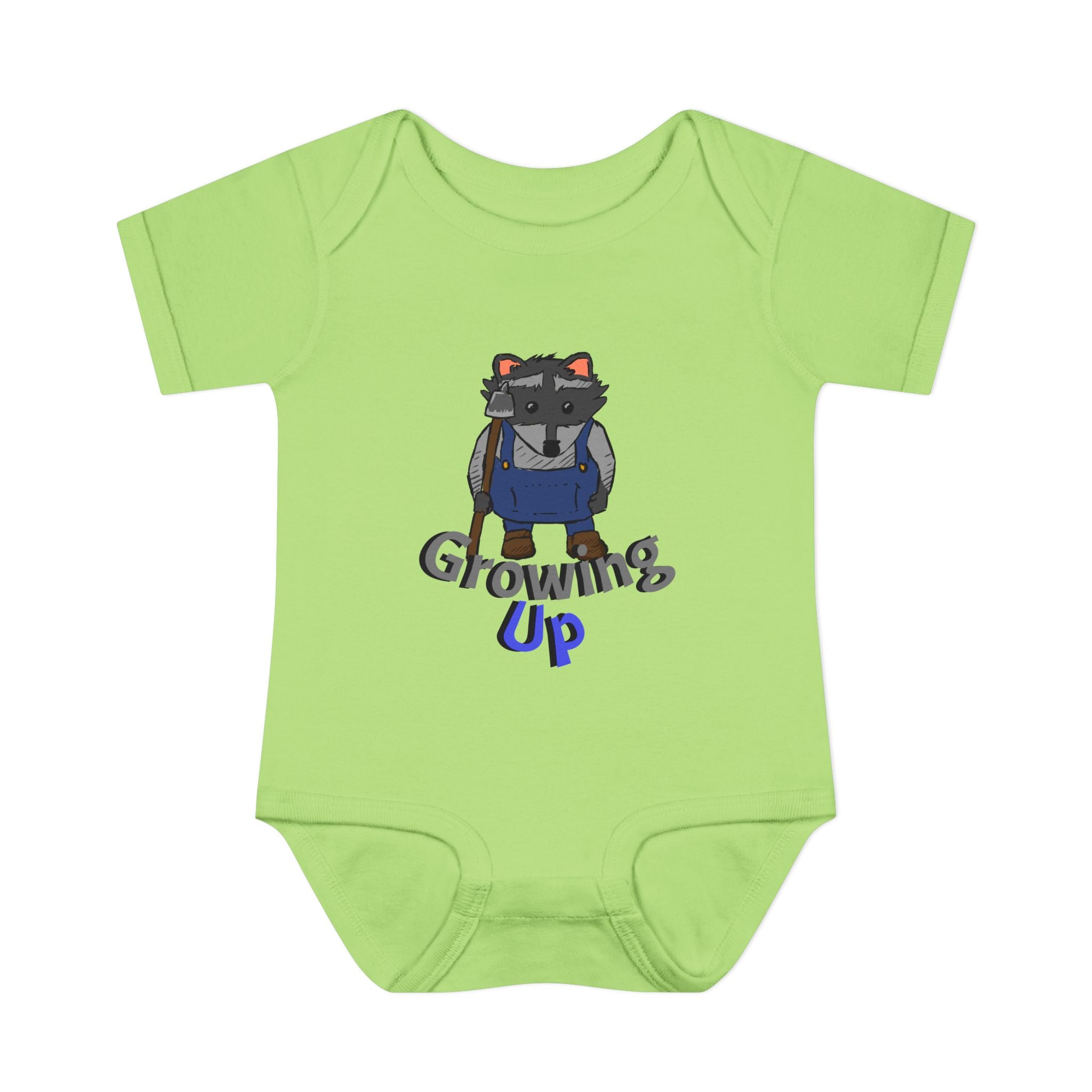 Raccoon Cartoon 'Growing Up' Infant Bodysuit | Baby Onesie
