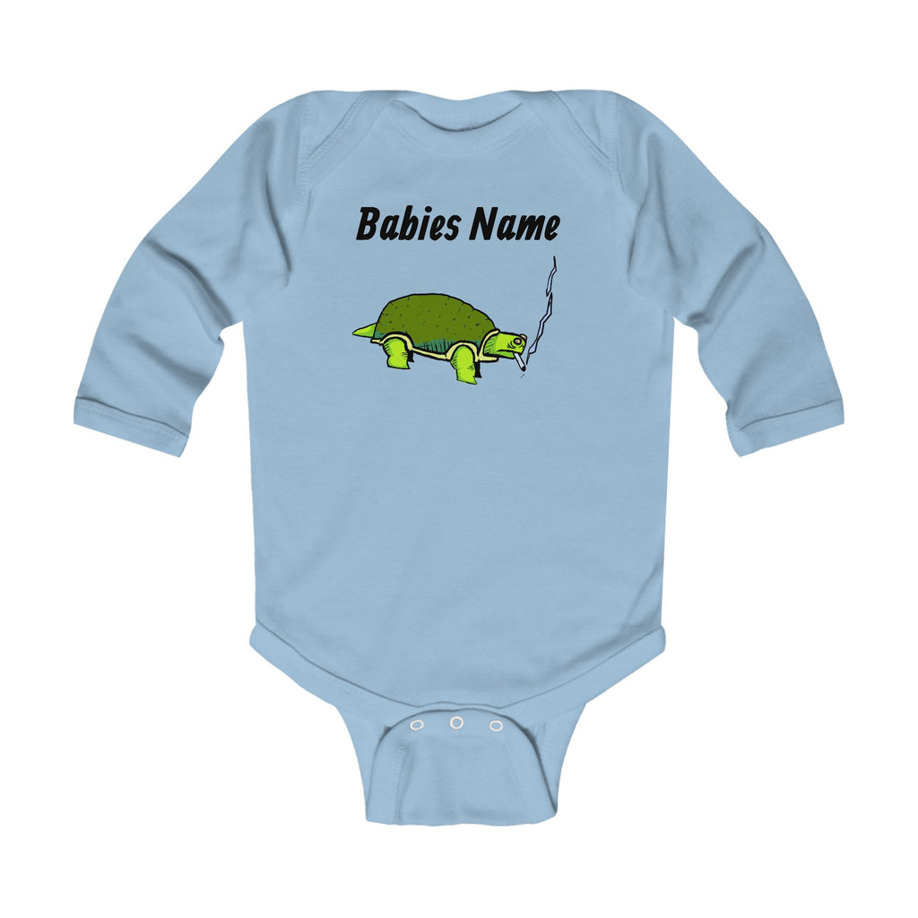Turtle Illustration Infant Bodysuit | Custom Name Long Sleeve