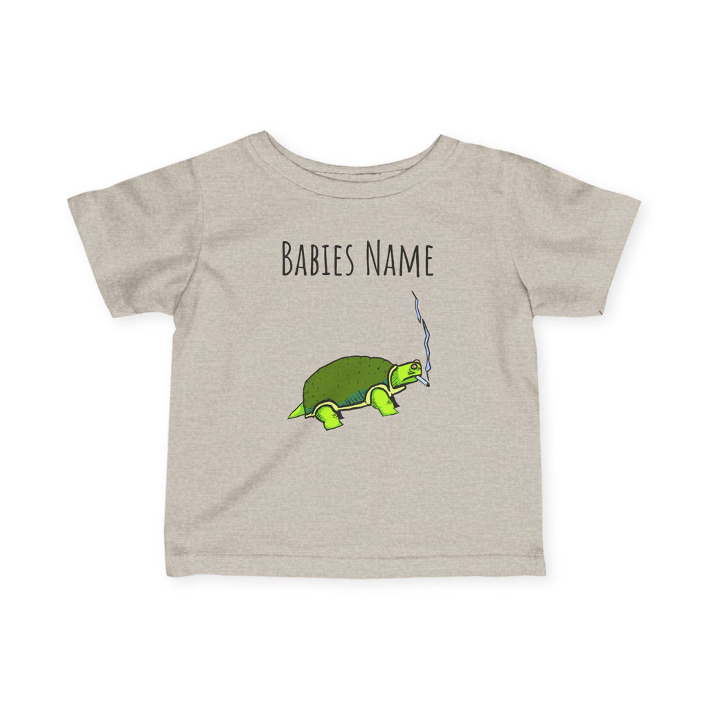 Smoking Turtle Infant Tee | Personalized Baby Name Shirt, Cute Reptile Design