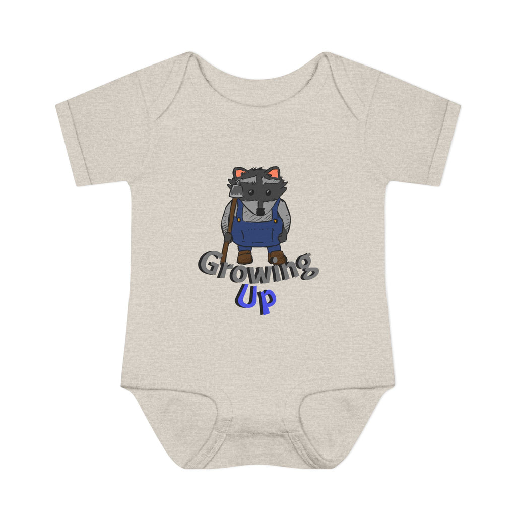 Raccoon Cartoon 'Growing Up' Infant Bodysuit | Baby Onesie
