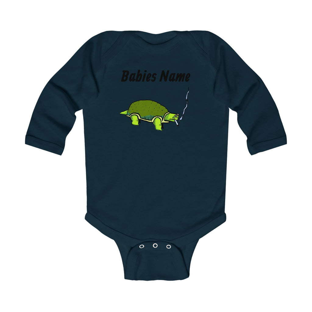 Turtle Illustration Infant Bodysuit | Custom Name Long Sleeve