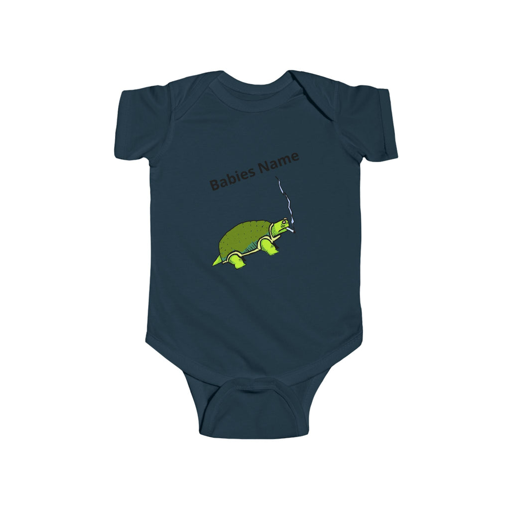Smoking Turtle Infant Bodysuit | Personalized Baby Name Bodysuit