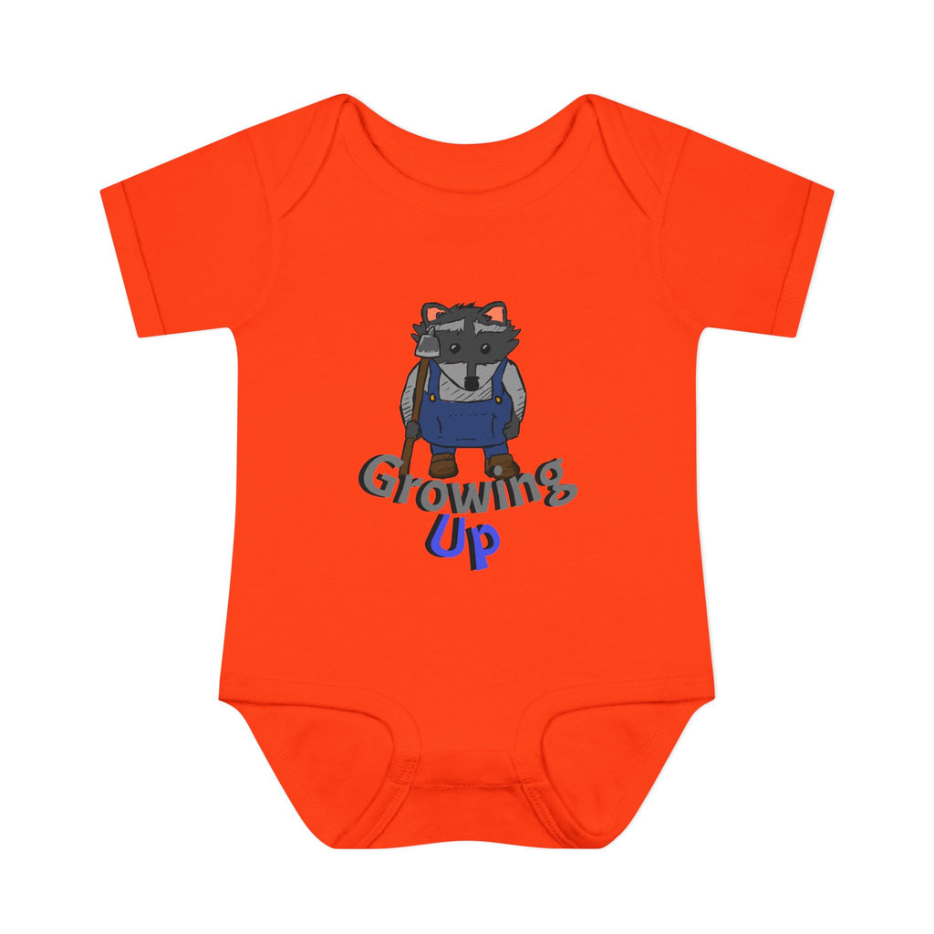 Raccoon Cartoon 'Growing Up' Infant Bodysuit | Baby Onesie