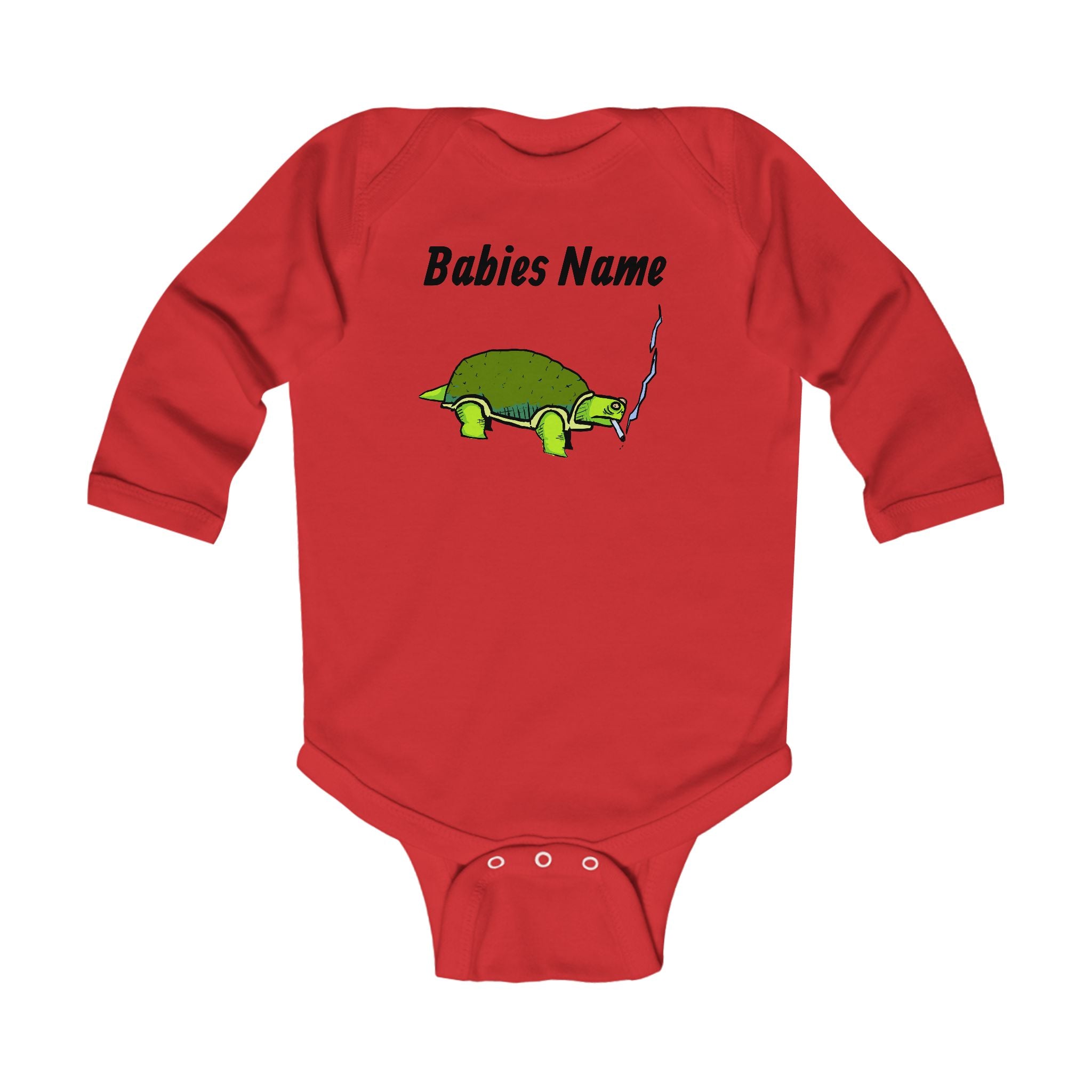 Turtle Illustration Infant Bodysuit | Custom Name Long Sleeve
