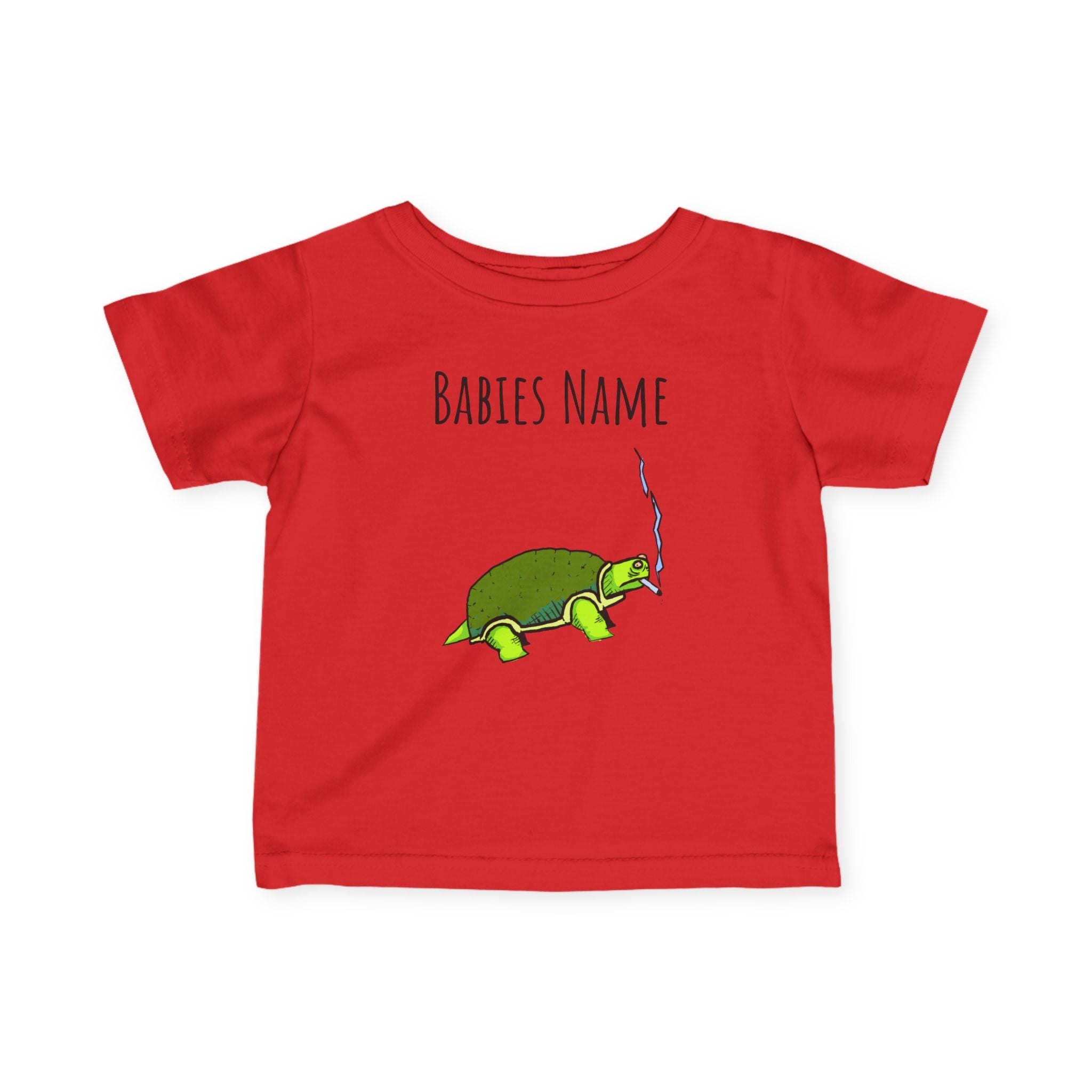 Smoking Turtle Infant Tee | Personalized Baby Name Shirt, Cute Reptile Design