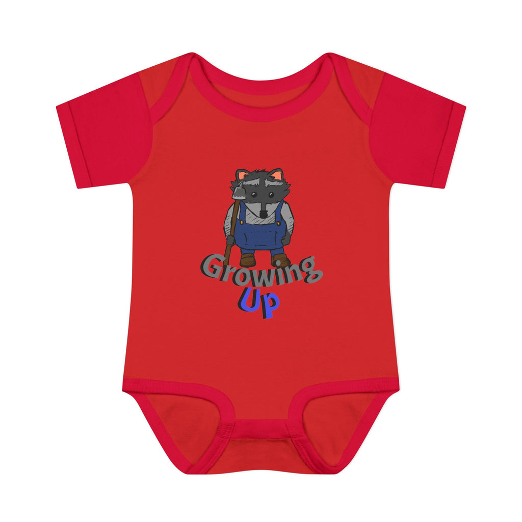 Raccoon Cartoon 'Growing Up' Infant Bodysuit | Baby Onesie