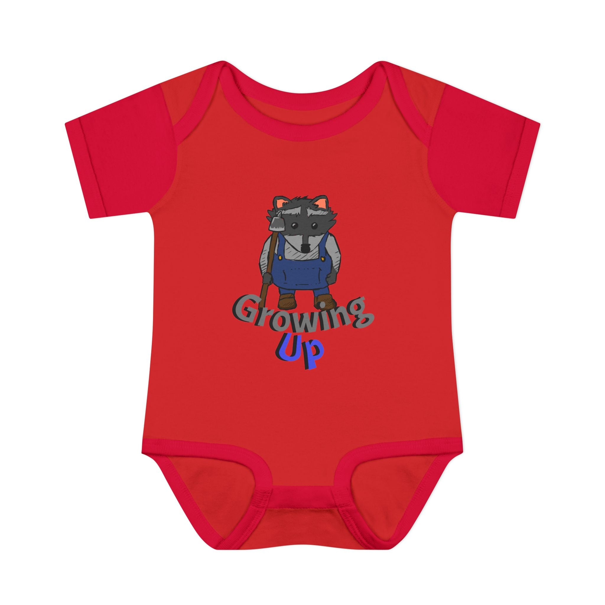 Raccoon Cartoon 'Growing Up' Infant Bodysuit | Baby Onesie