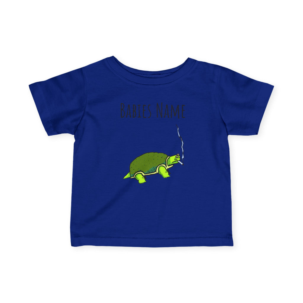 Smoking Turtle Infant Tee | Personalized Baby Name Shirt, Cute Reptile Design