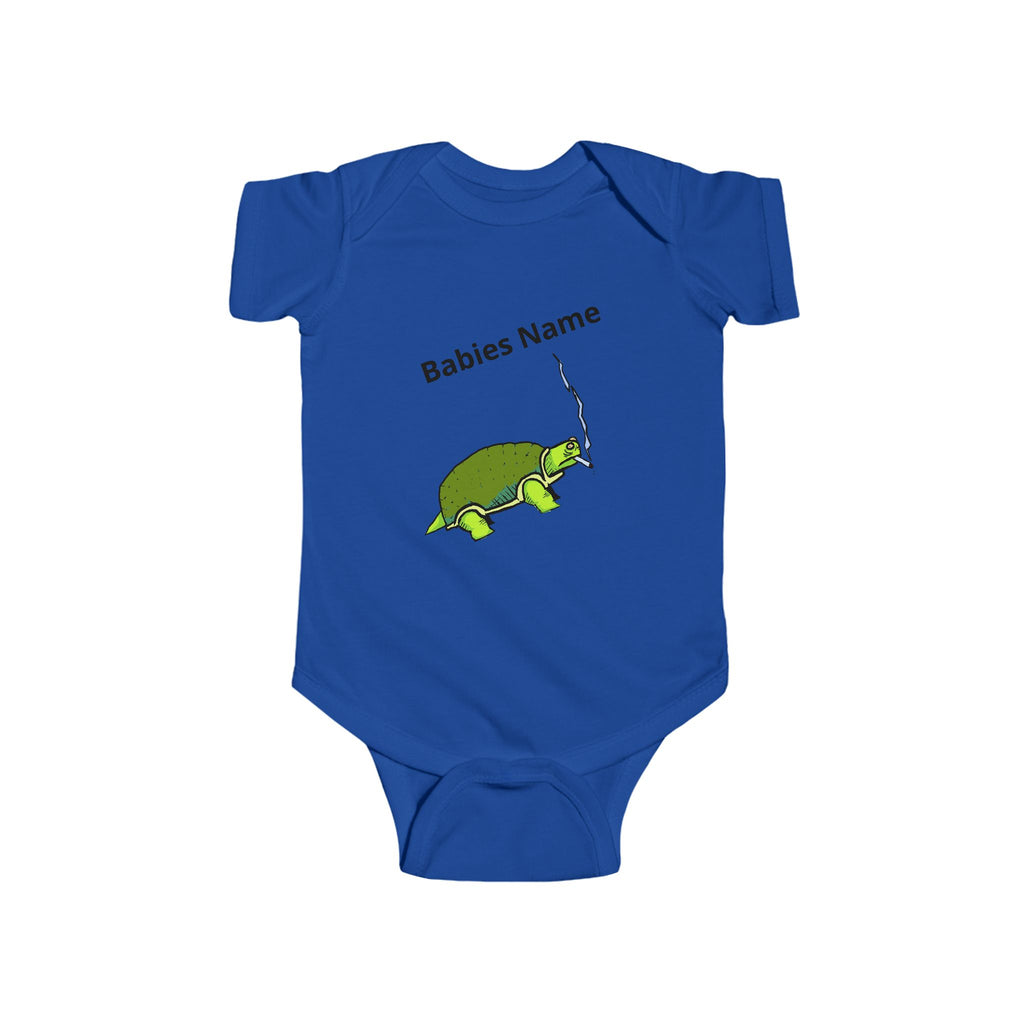 Smoking Turtle Infant Bodysuit | Personalized Baby Name Bodysuit