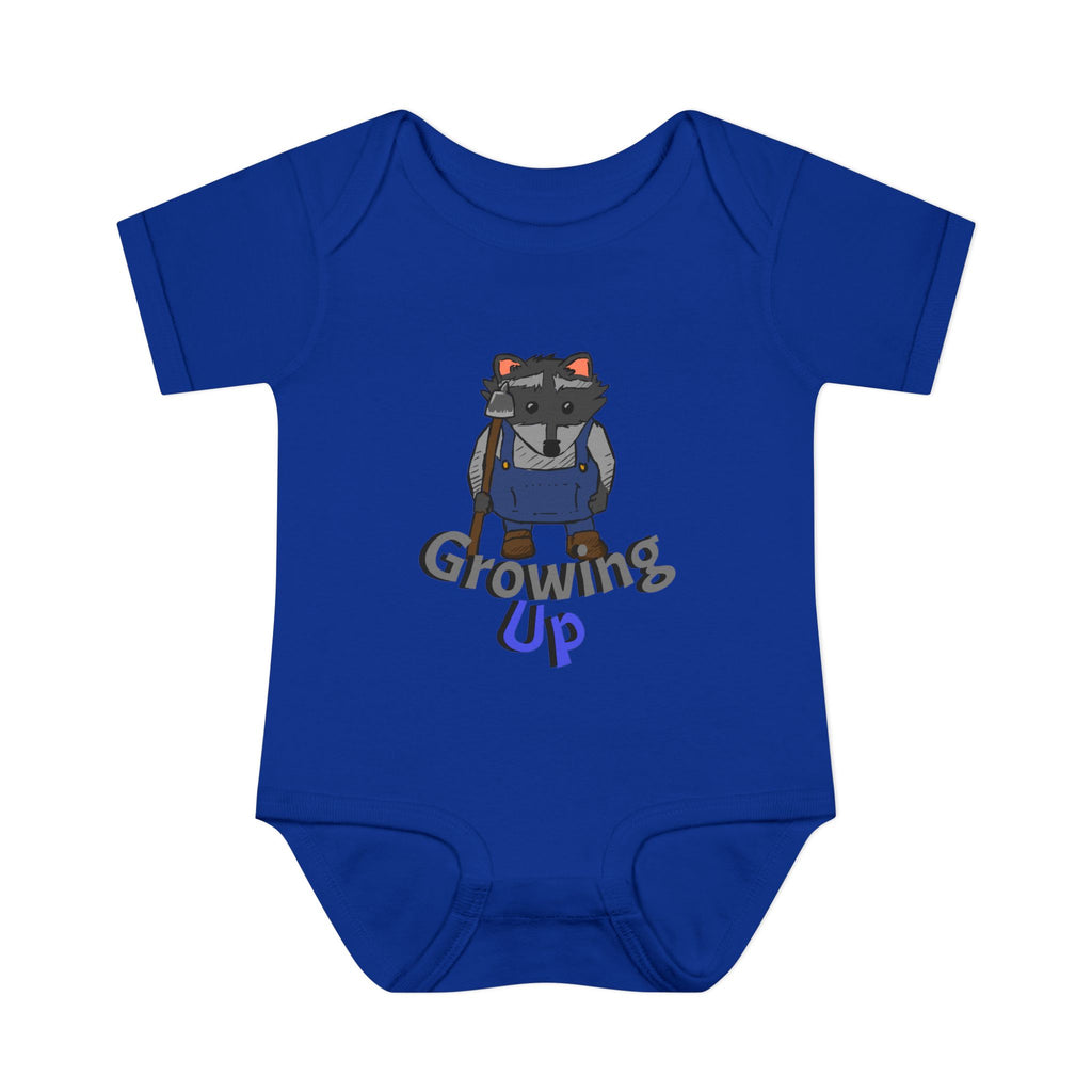 Raccoon Cartoon 'Growing Up' Infant Bodysuit | Baby Onesie