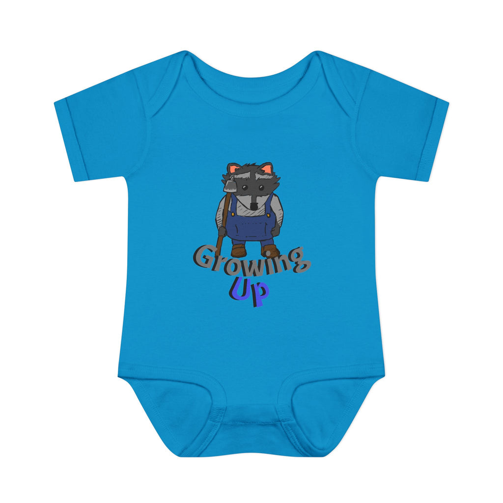 Raccoon Cartoon 'Growing Up' Infant Bodysuit | Baby Onesie