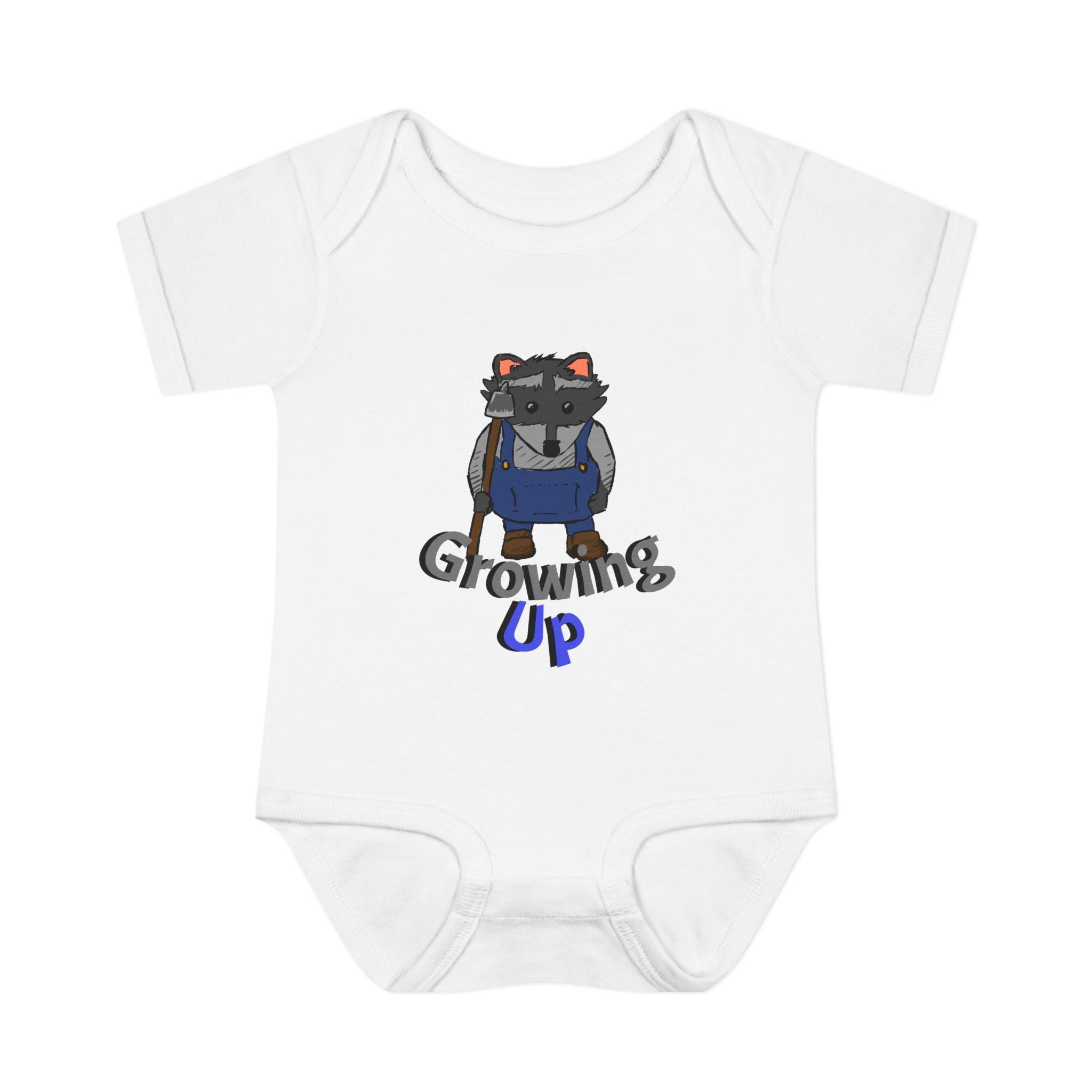 Raccoon Cartoon 'Growing Up' Infant Bodysuit | Baby Onesie