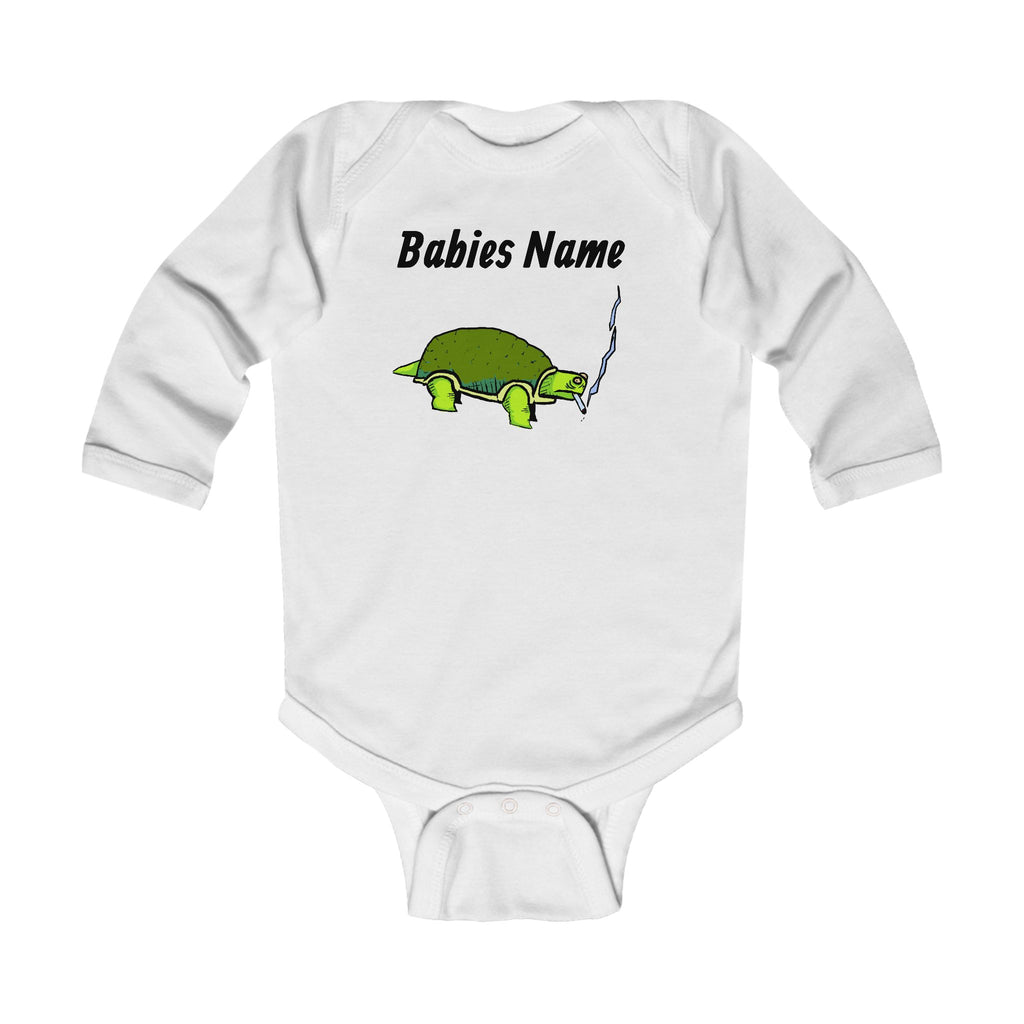 Turtle Illustration Infant Bodysuit | Custom Name Long Sleeve