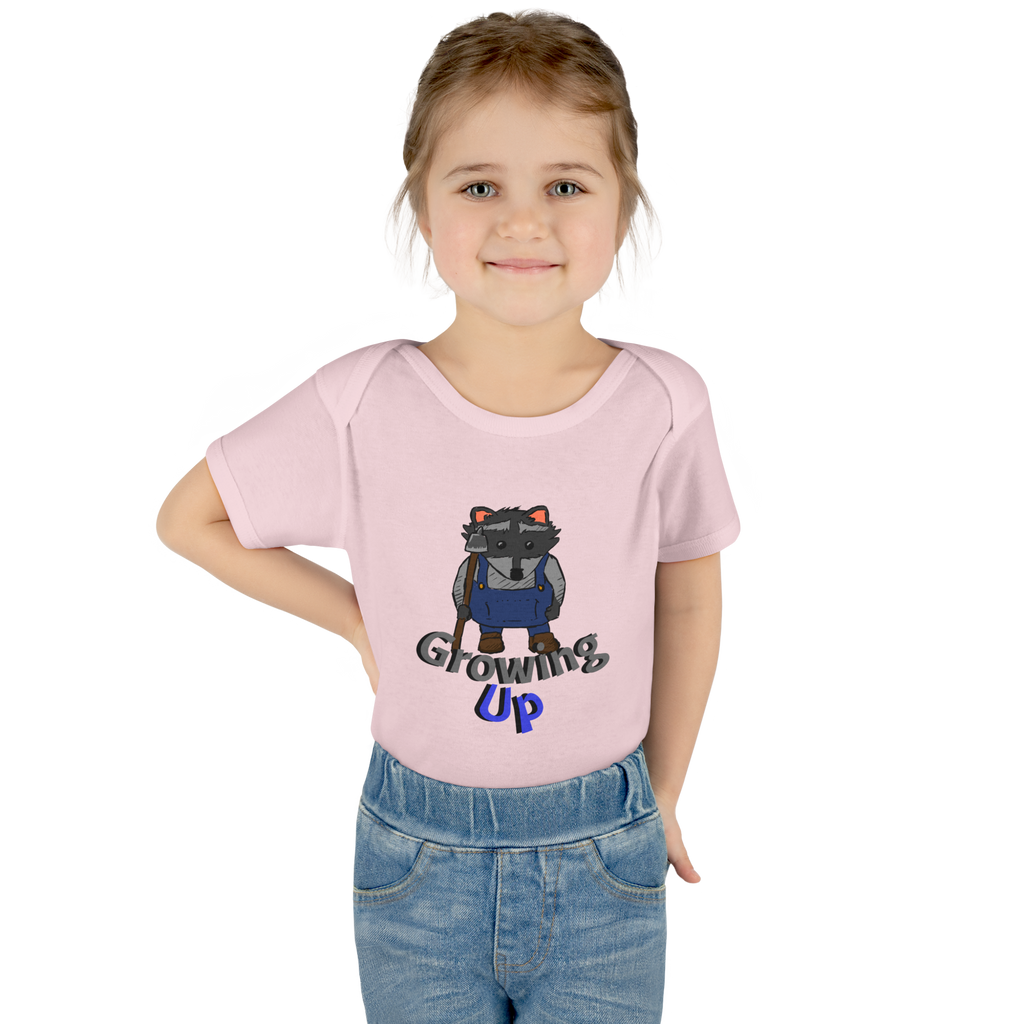Raccoon Cartoon 'Growing Up' Infant Bodysuit | Baby Onesie