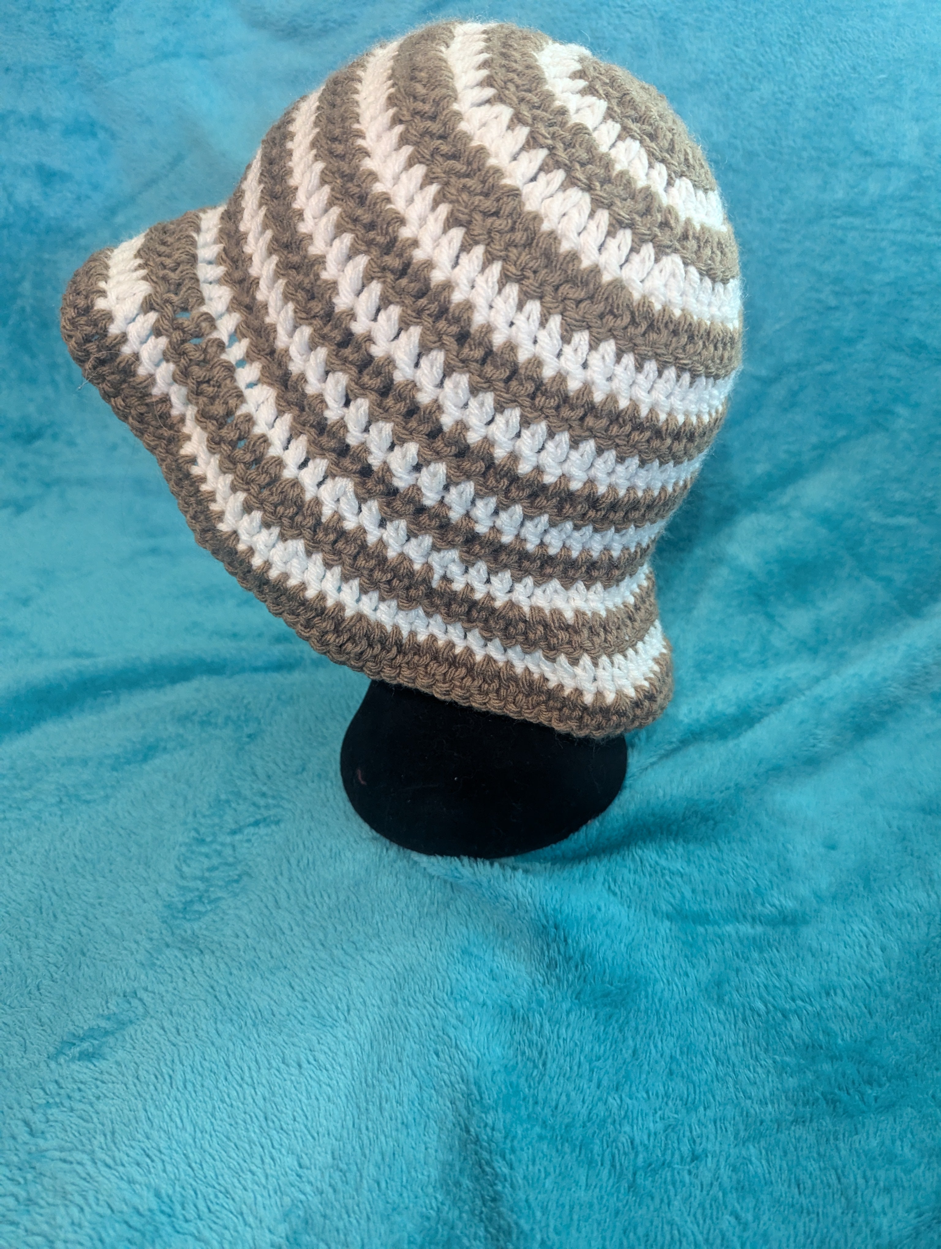 Brown and White Bucket Hat
