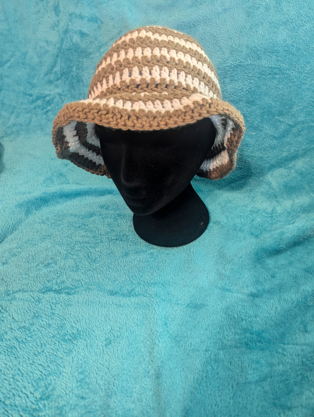 Brown and White Bucket Hat