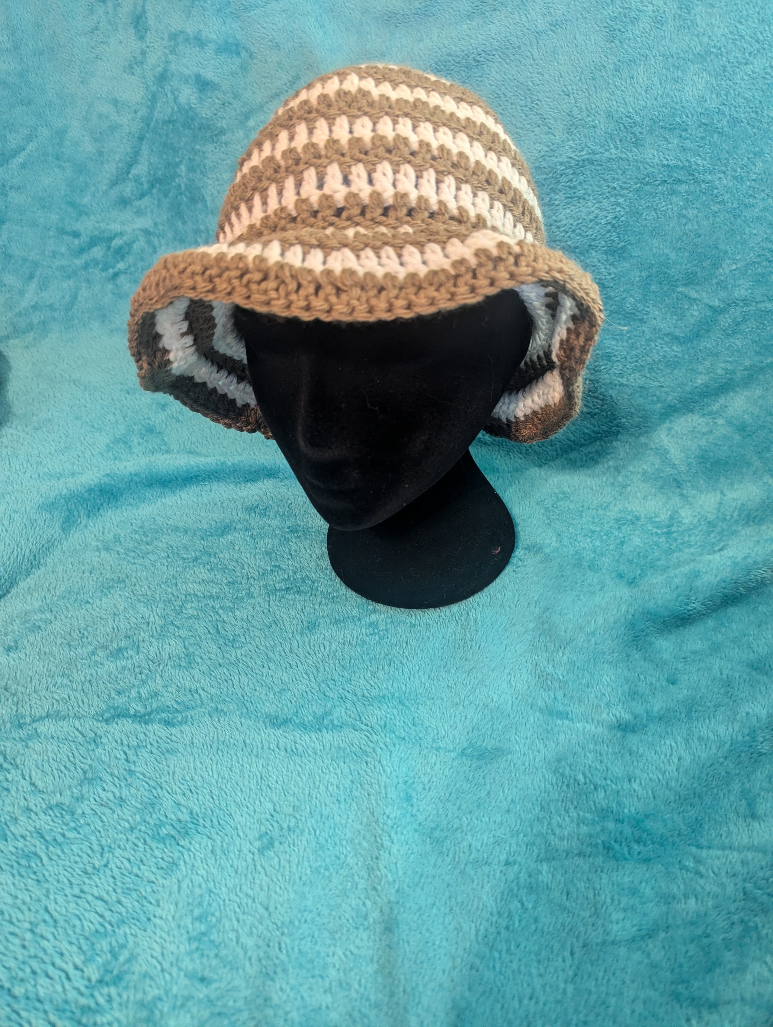 Brown and White Bucket Hat