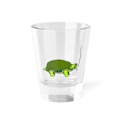 Smoking Turtle Shot Glass | 1.5oz Glass Shooter, Funny Animal Illustration