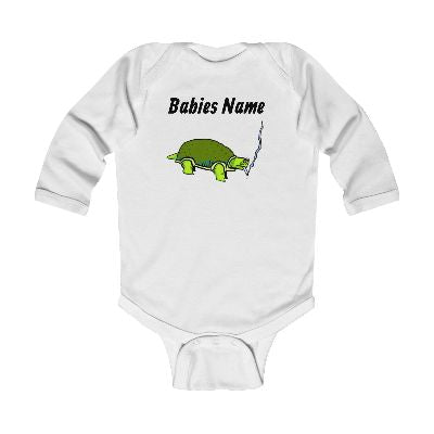 Turtle Illustration Infant Bodysuit | Custom Name Long Sleeve
